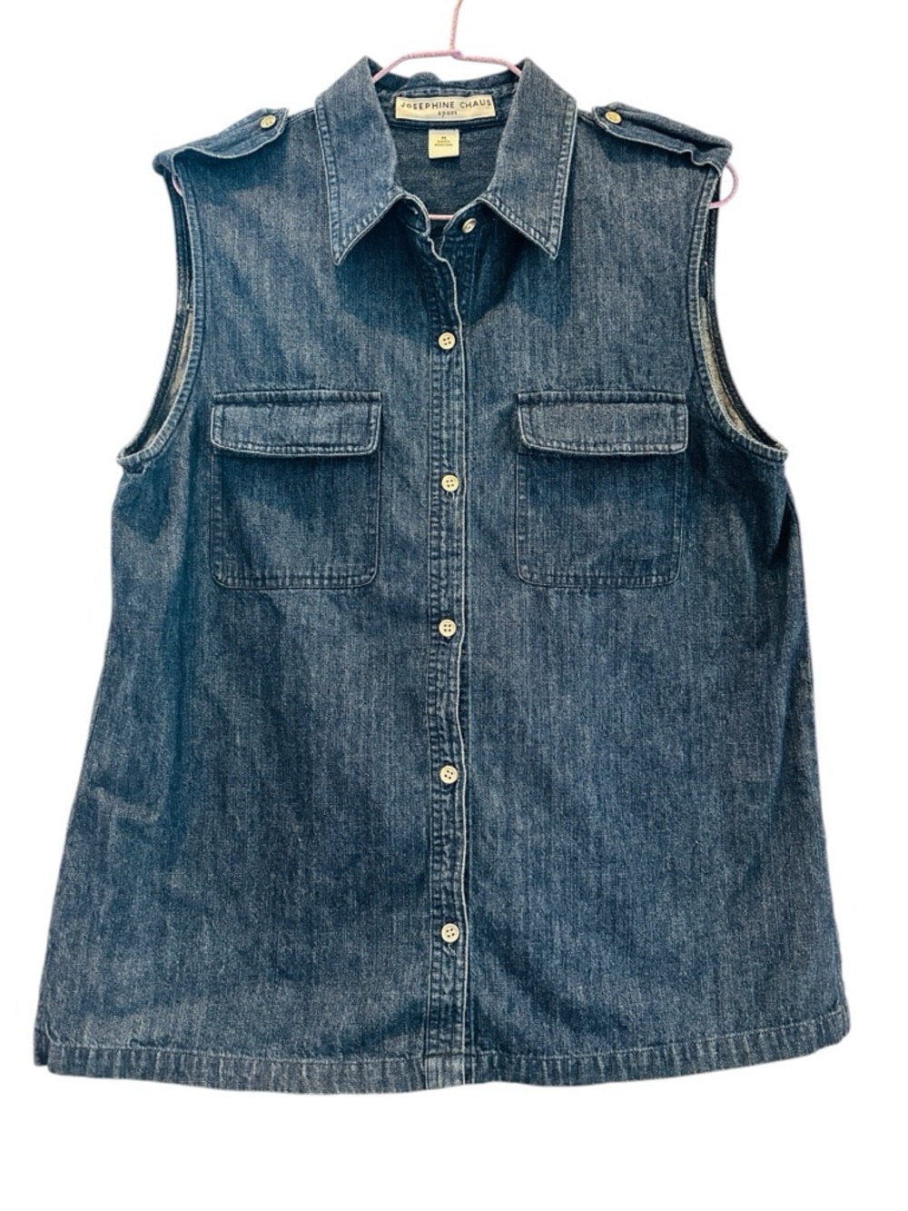 Josephine Chaus Sports Women’s Vintage Dark Blue Denim Vest Size M Westerncore